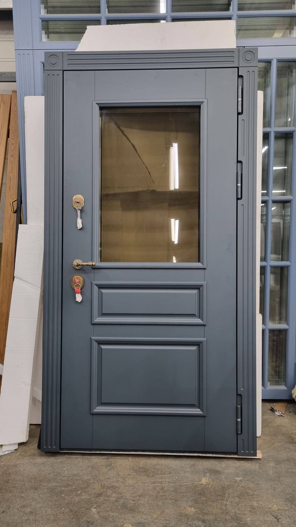 FGray Steel with Glass Panel Door